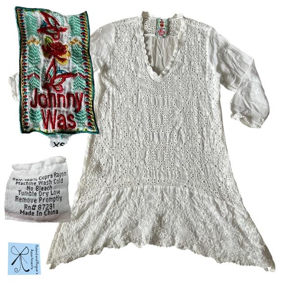 Johnny Was Other - Johnny Was Embroidered Sheer Cover-up Dress Sz XS